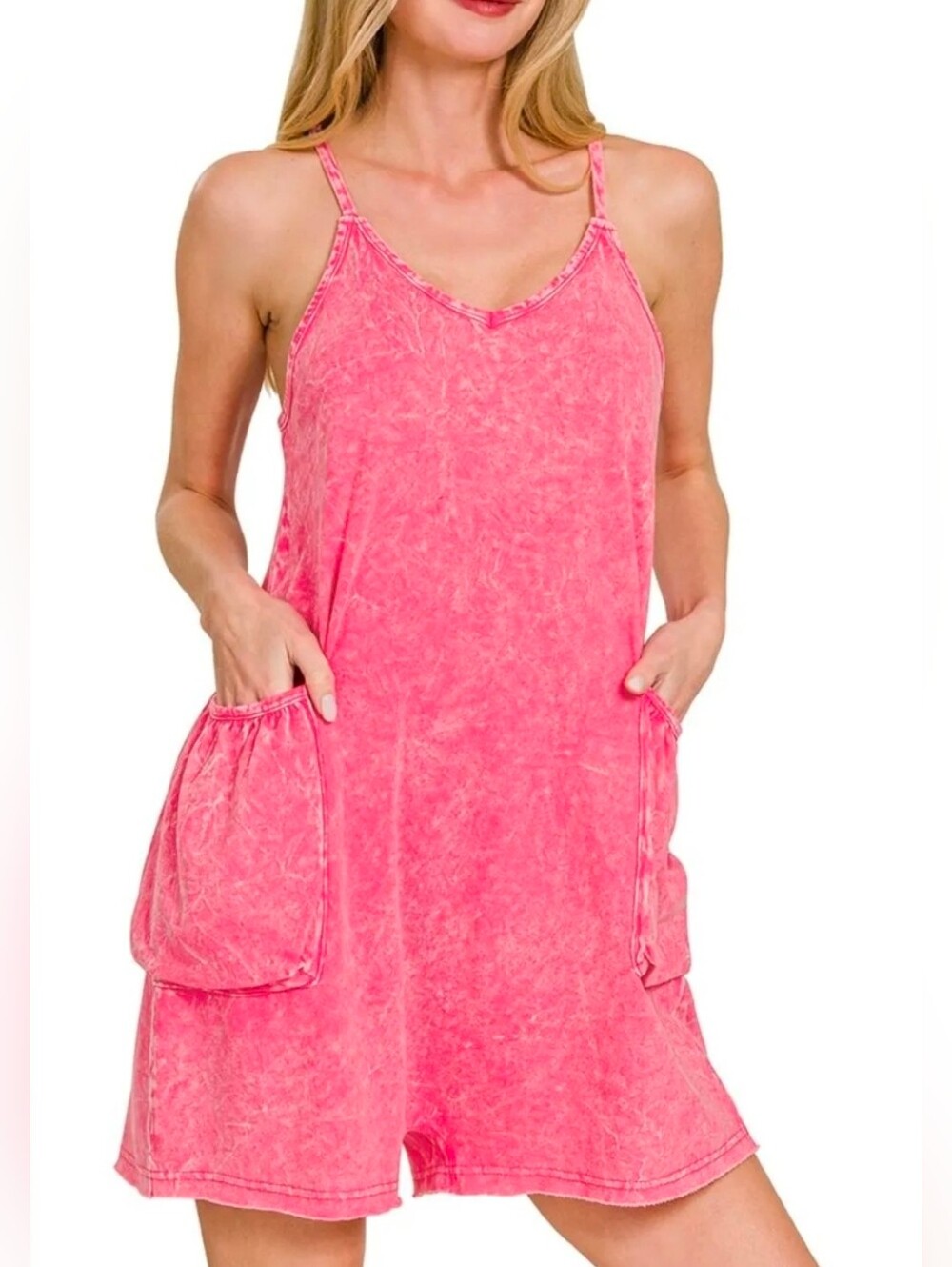 NIP Zenana Acid Washed Romper - Picture 3 of 12
